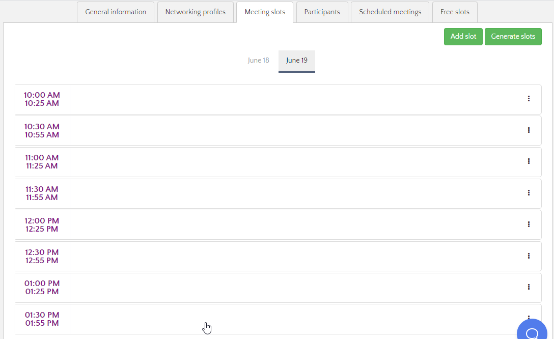 How to set up meeting slots
